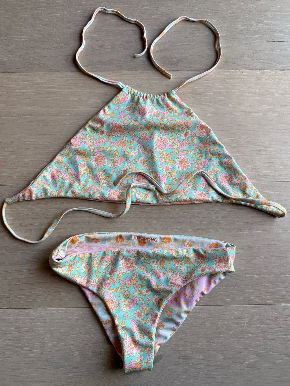 Billabong Reversible Floral Halter Bikini Set - Size 8 (M)